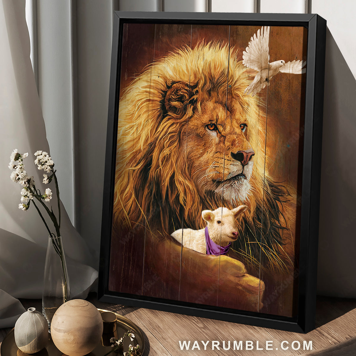 Amazing artwork, Beautiful lion, Cute lamb, Stunning dove - Jesus Portrait Canvas Prints, Home Decor Wall Art