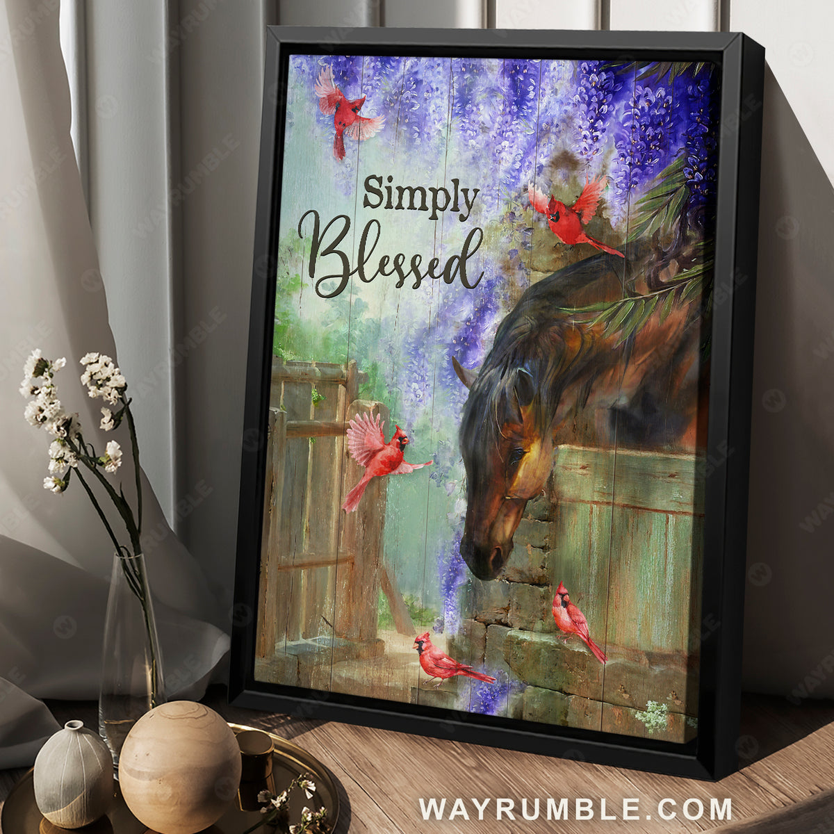 Dream horse, Wisteria flower, Red cardinal, Simply blessed - Jesus Portrait Canvas Prints, Christian Wall Art