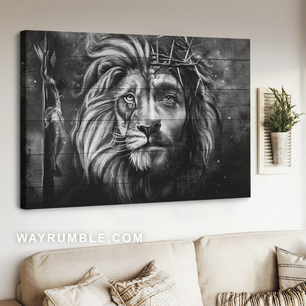 Stunning face, Black and white artwork, Lion of Judah, Jesus on the cross - Jesus Landscape Canvas Prints, Home Decor Wall Art