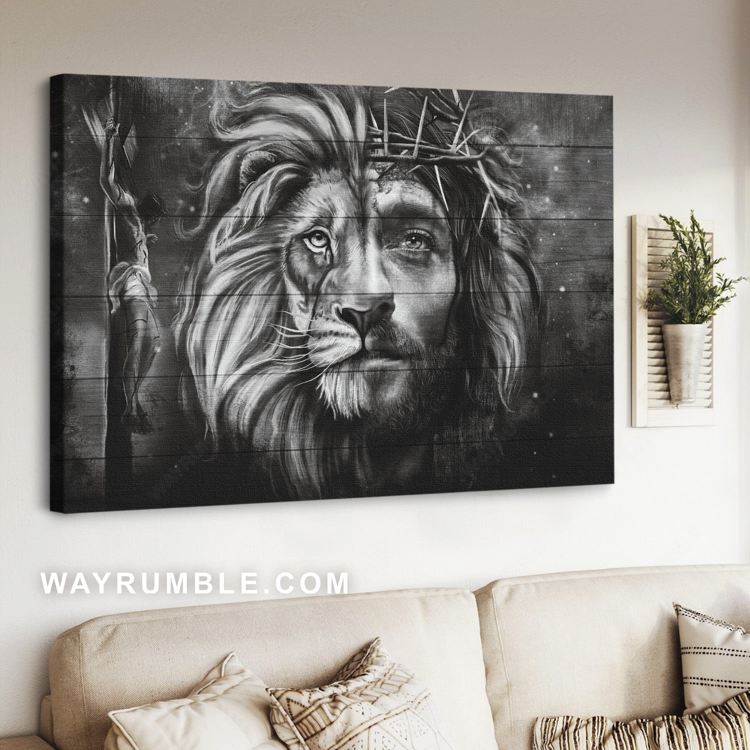 Stunning face, Black and white artwork, Lion of Judah, Jesus on the cross - Jesus Landscape Canvas Prints, Home Decor Wall Art