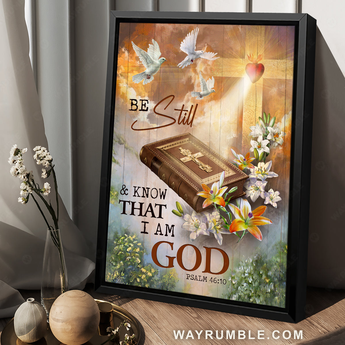 Beautiful heaven, Pretty lily, Amazing bible, Be still and know that I am God - Jesus Portrait Canvas Prints, Christian Wall Art