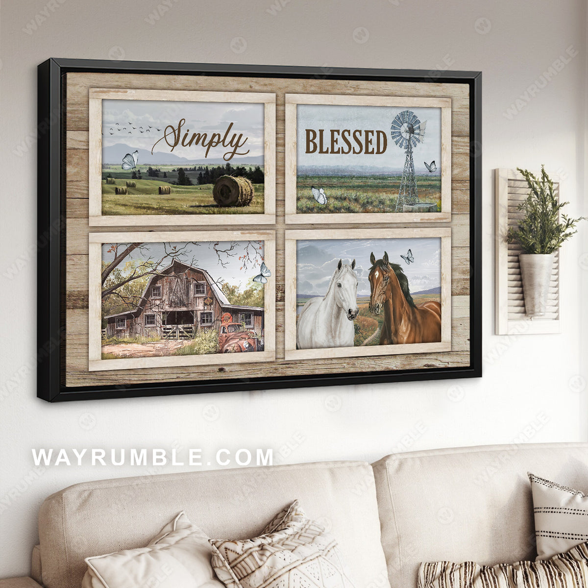 Countryside artwork, Beautiful meadow land, Quarter horse, Simply blessed - Jesus Landscape Canvas Prints, Home Decor Wall Art
