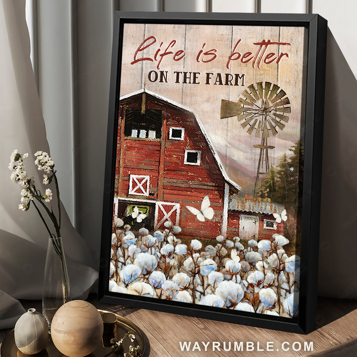 Red house, Dandelion field, Amazing windmill, Life is better on the farm - Jesus Portrait Canvas Prints, Christian Wall Art