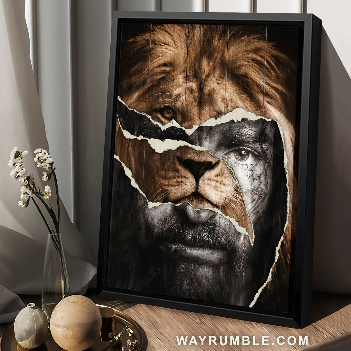 Jesus drawing, The strength of Jesus, Lion God - Jesus Portrait Canvas Prints, Christian Wall Art