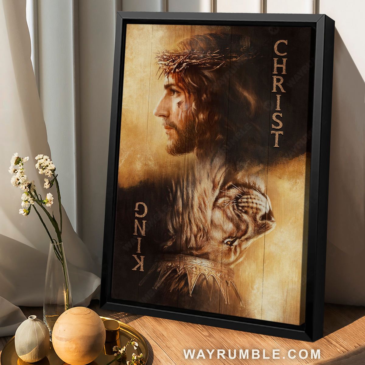 Lion of Judah, Amazing golden crown, Jesus painting, Christ King - Jesus Portrait Canvas Prints, Christian Wall Art