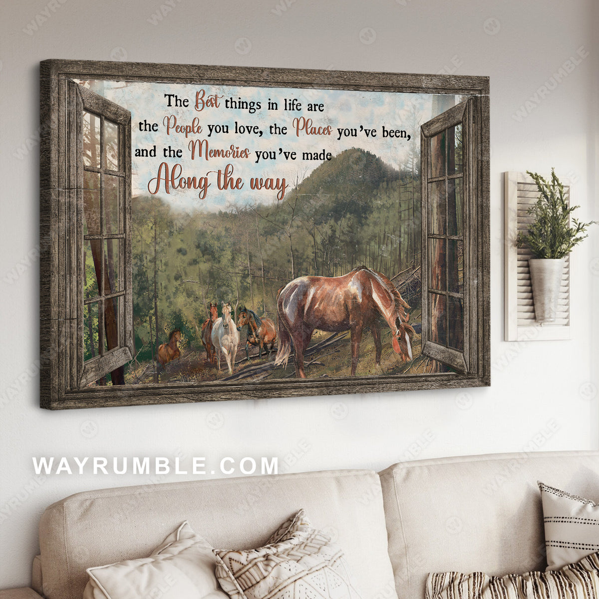 Green mountain, Horse drawing, The best things in life - Jesus Landscape Canvas Prints, Christian Wall Art
