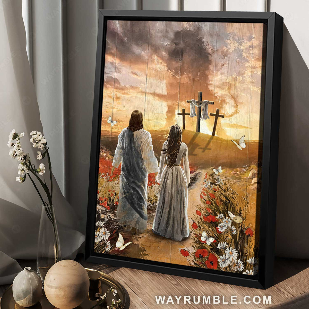 Beautiful girl painting, Amazing sunset, Stunning lion, Poppy flower - Jesus Portrait Canvas Prints, Home Decor Wall Art