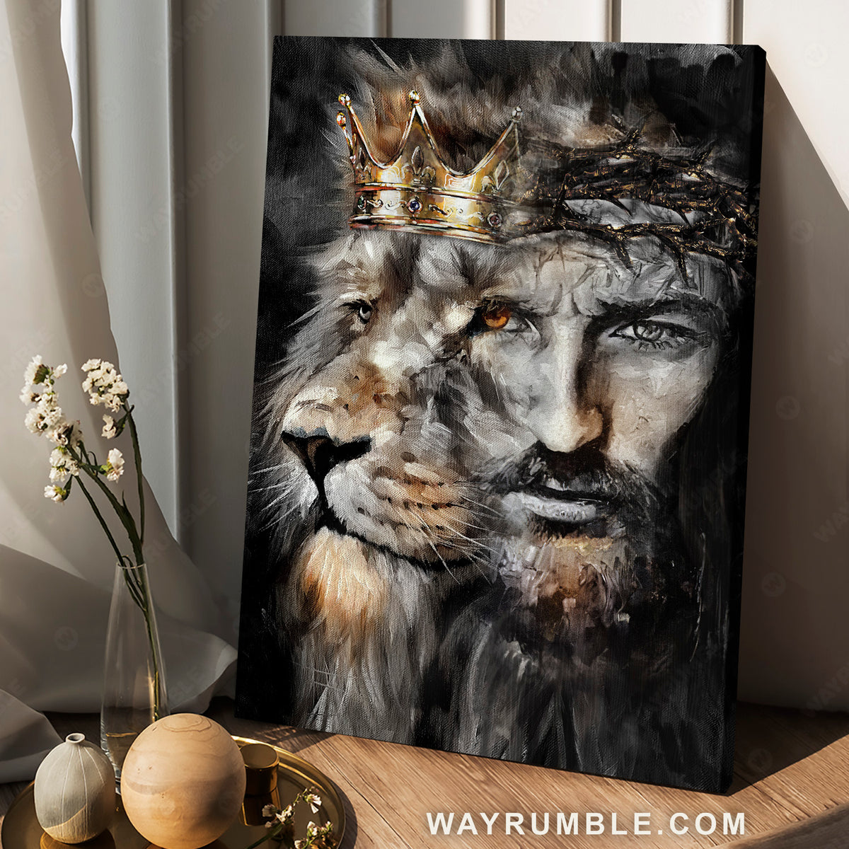 Amazing Lion of Judah, Jesus painting, Unique crown - Jesus Portrait Canvas Prints, Christian Wall Art