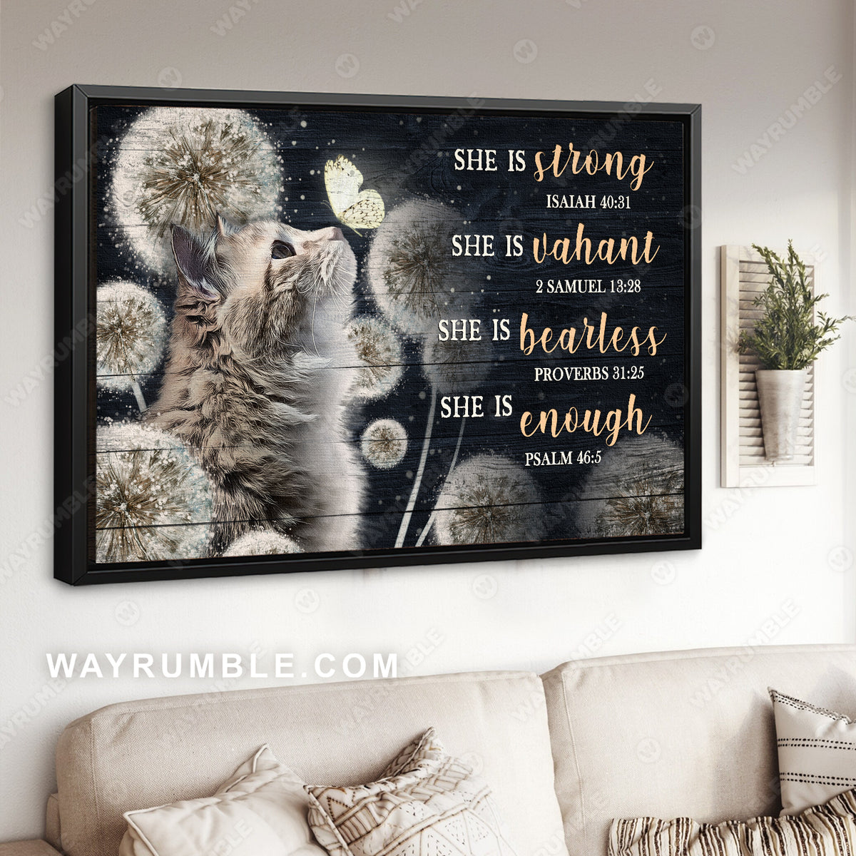 Cute cat, Beautiful night, Dandelion field, She is strong - Jesus Landscape Canvas Prints, Christian Wall Art