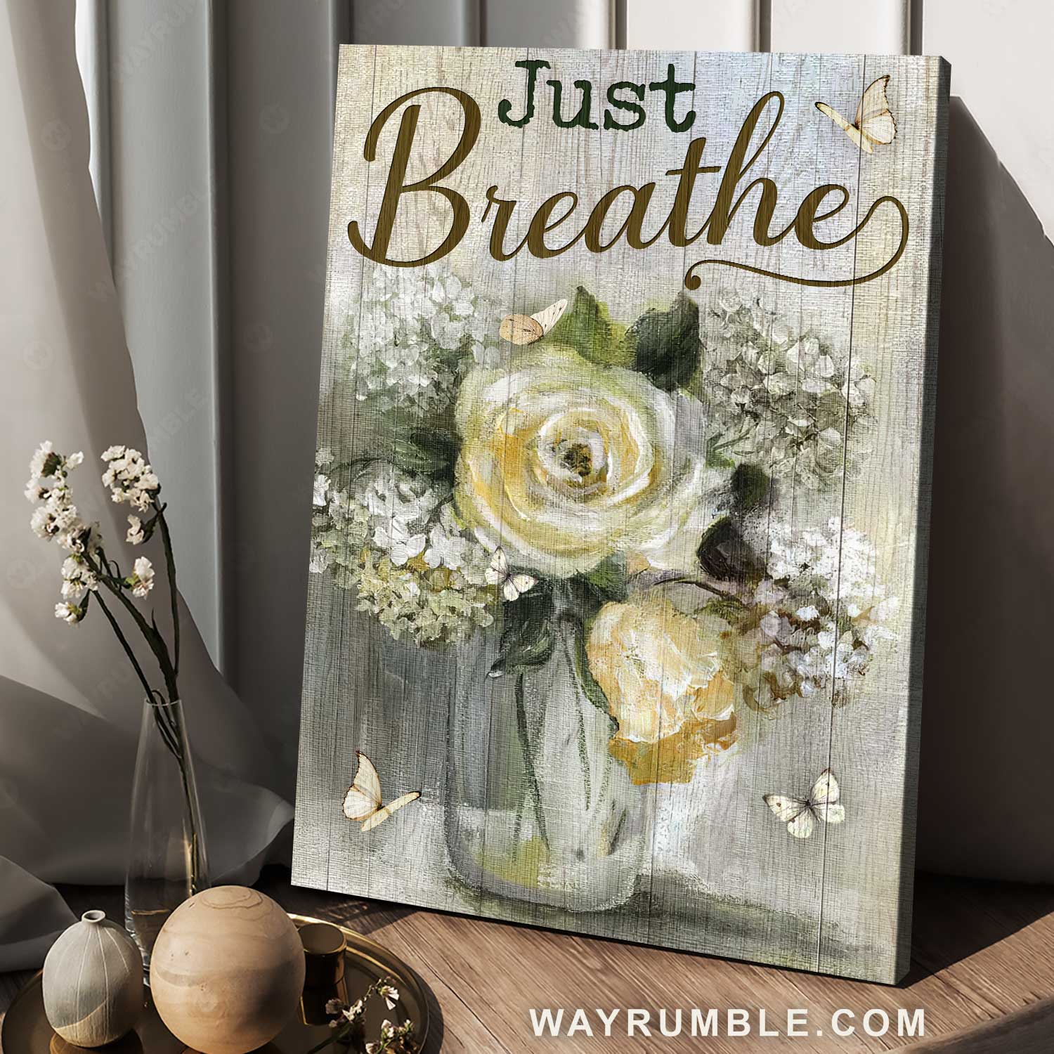 Lovely gift, Watercolor painting, Pretty flower vase, Just breathe - Jesus Portrait Canvas Prints, Home Decor Wall Art
