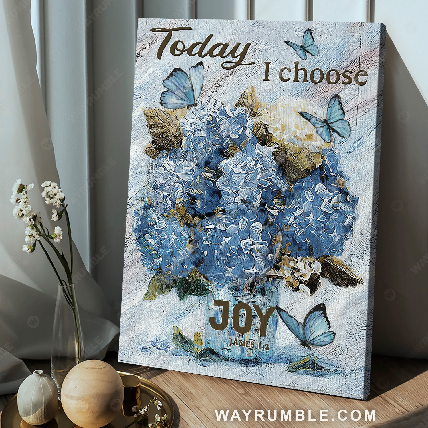 Watercolor hydrangea, Blue butterfly artwork, Today I choose joy - Jesus Portrait Canvas Prints, Home Decor Wall Art