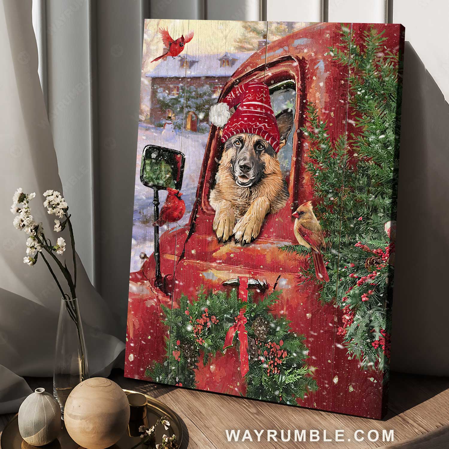 Pretty ladybug car, Cute German Shepherd, Christmas painting, Cardinal - Jesus Portrait Canvas Prints, Home Decor Wall Art