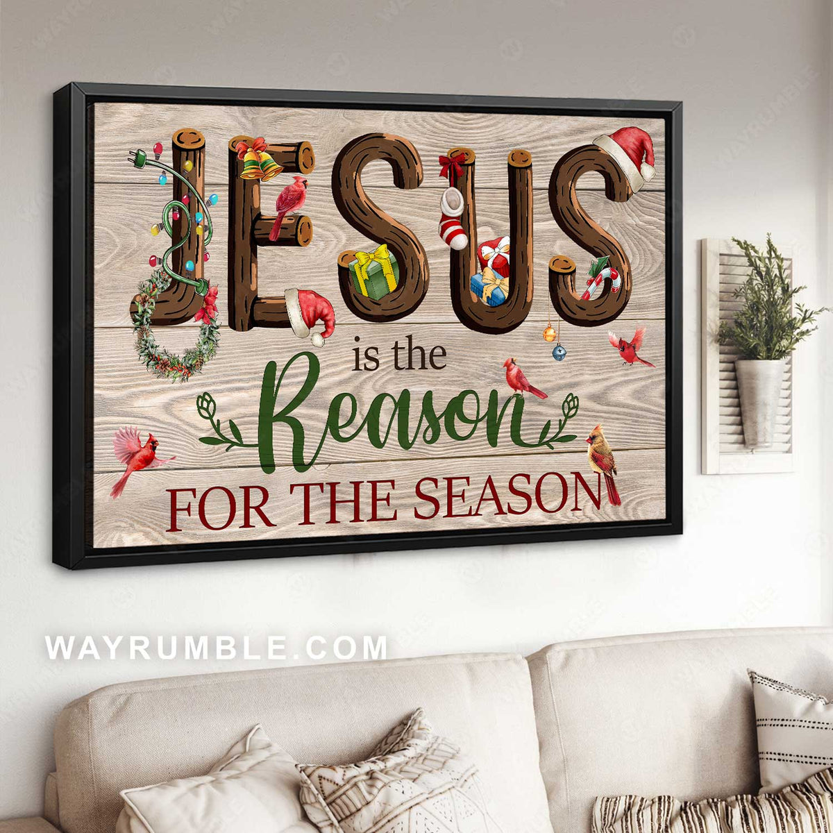 Christmas is coming, Cute drawing, Jesus is the reason for the season - Jesus Landscape Canvas Prints, Home Decor Wall Art