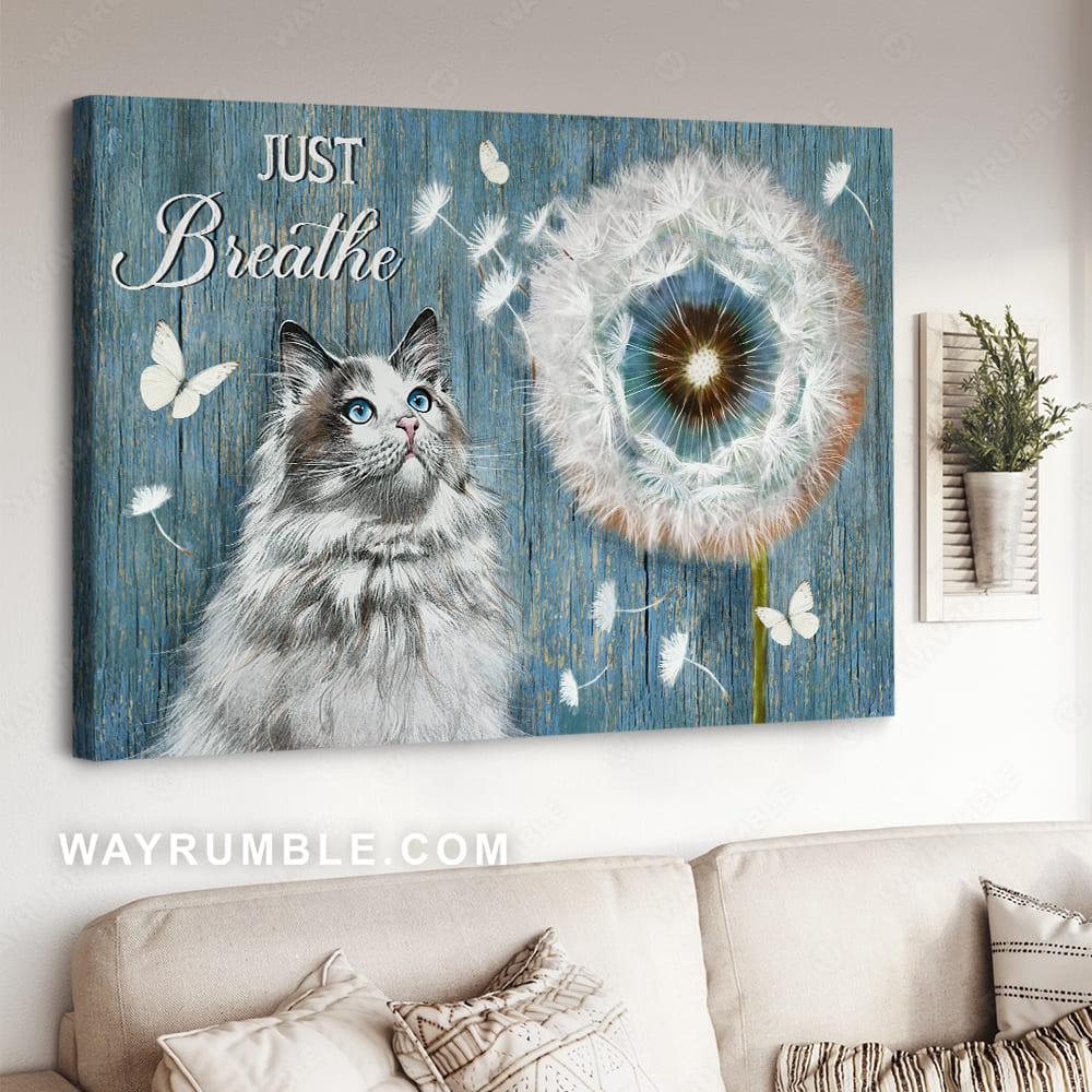 Pretty cat, Cat drawing, Big dandelion painting, Just breathe - Jesus Landscape Canvas Prints, Christian Wall Art