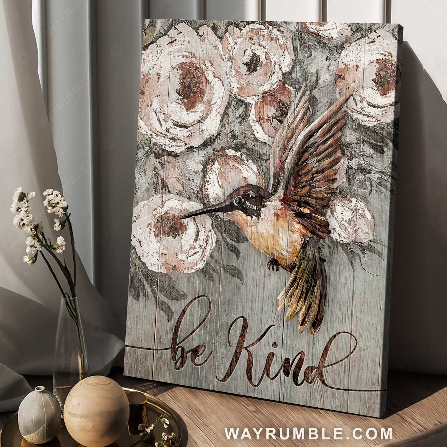 Stunning hummingbird, Watercolor rose, Home Decoration, Be kind - Jesus Portrait Canvas Prints, Home Decor Wall Art