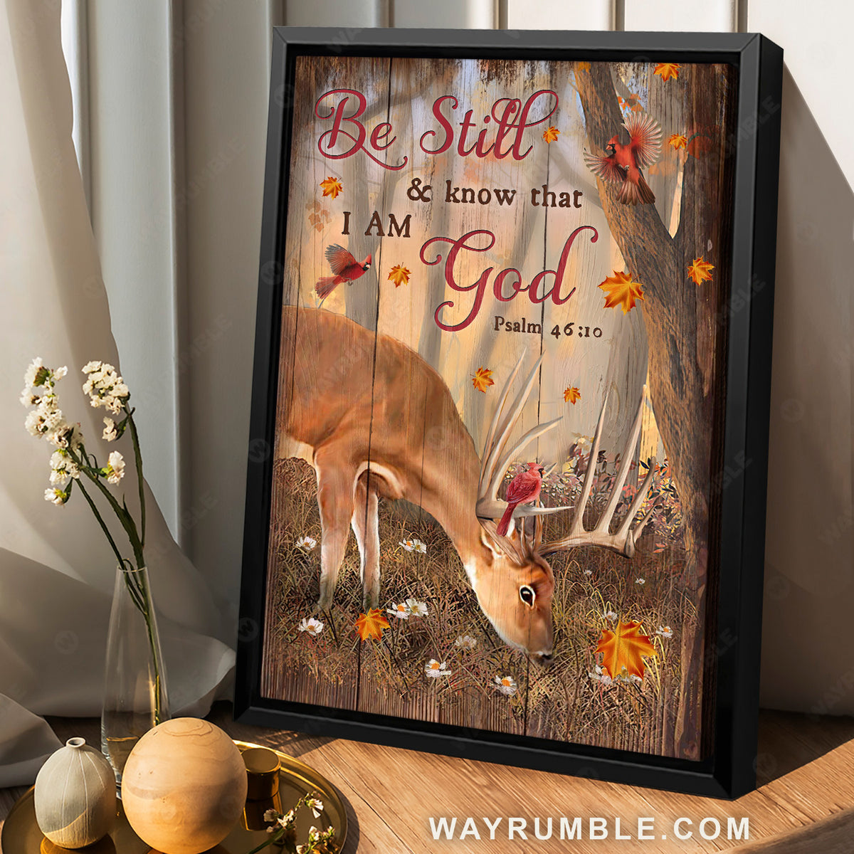 Little deer, Amazing autumn forest, Cardinal, Be still and know that I am God - Jesus Portrait Canvas Prints, Home Decor Wall Art