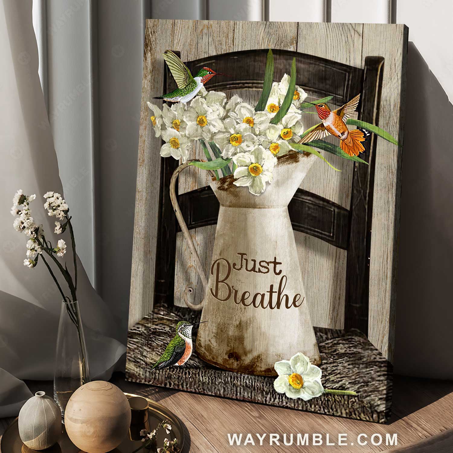 Watercolor daffodils, Colorful hummingbird, Still life drawing, Just breathe - Jesus Portrait Canvas Prints, Home Decor Wall Art