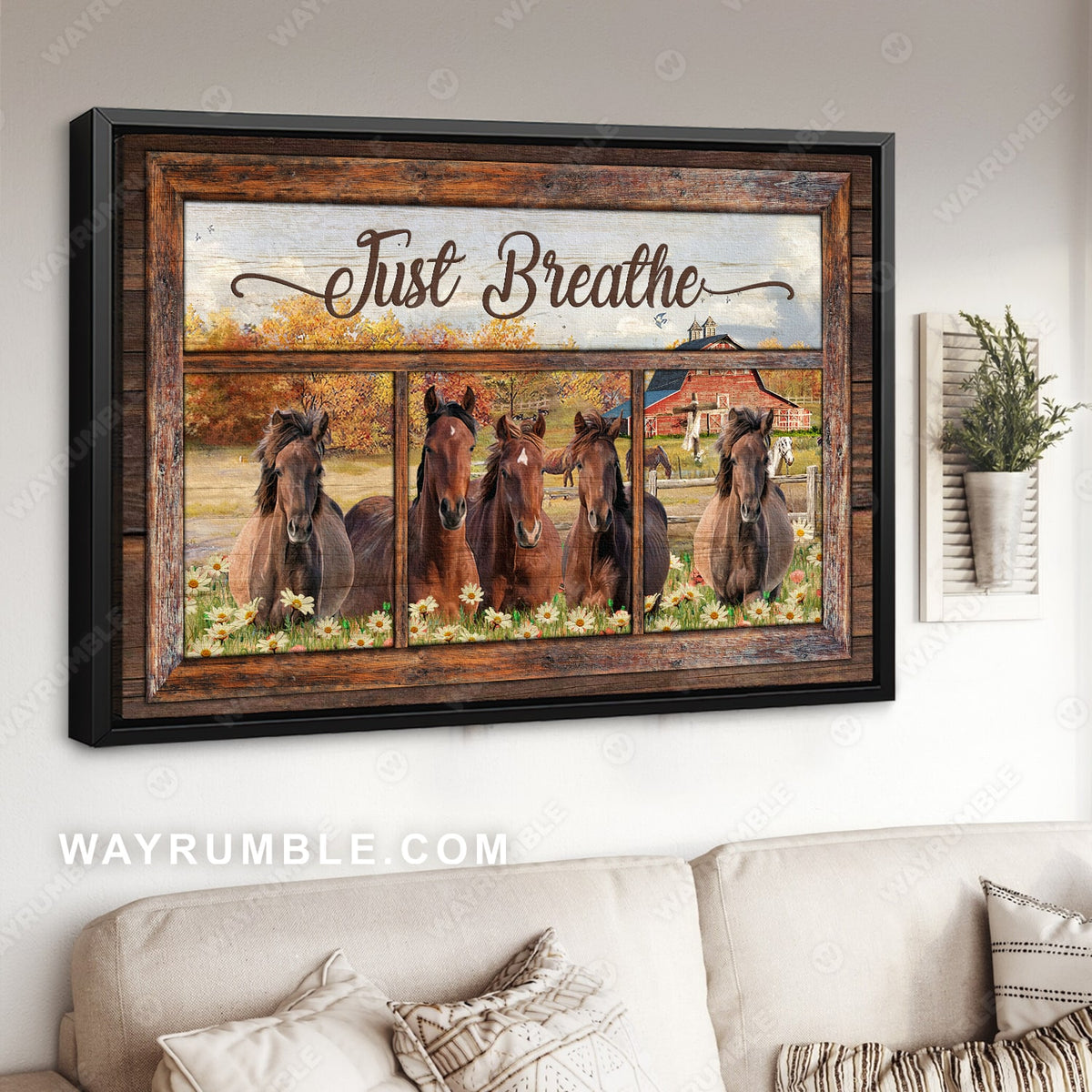 Dream horses, Daisy drawing, Autumn painting, Sunny day, Just breathe - Jesus Landscape Canvas Prints, Christian Wall Art