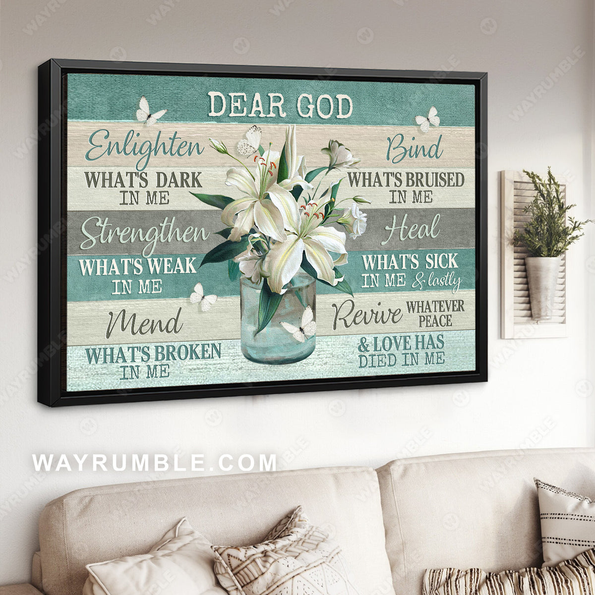 White lily drawing, Pretty butterfly, Enlighten what's dark in me - Jesus Landscape Canvas Prints, Wall Art