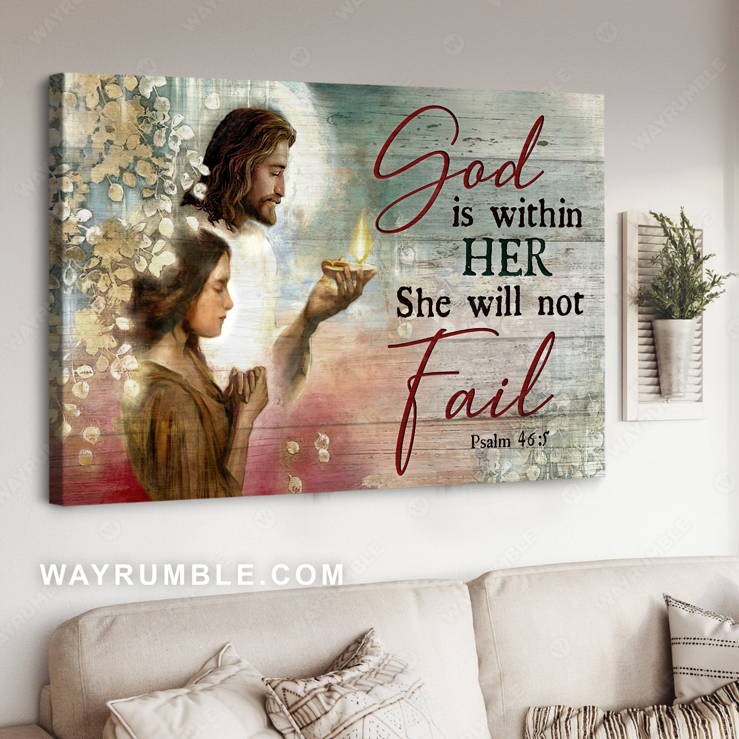 Pray for healing, Pray with Jesus, Jesus painting, God is within her - Jesus Landscape Canvas Prints, Christian Wall Art