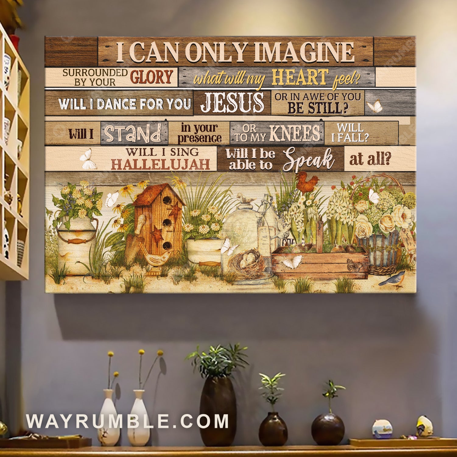 Little garden, Lovely birdhouse, White butterfly, I can only imagine - Jesus Landscape Canvas Prints, Home Decor Wall Art