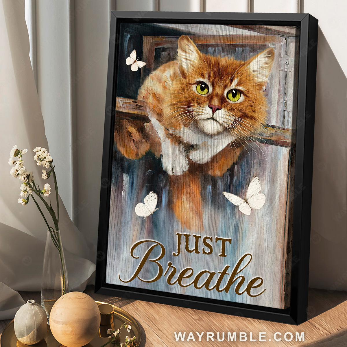 Brown cat painting, Cute picture, White butterfly, Just breathe - Jesus Portrait Canvas Prints, Home Decor Wall Art