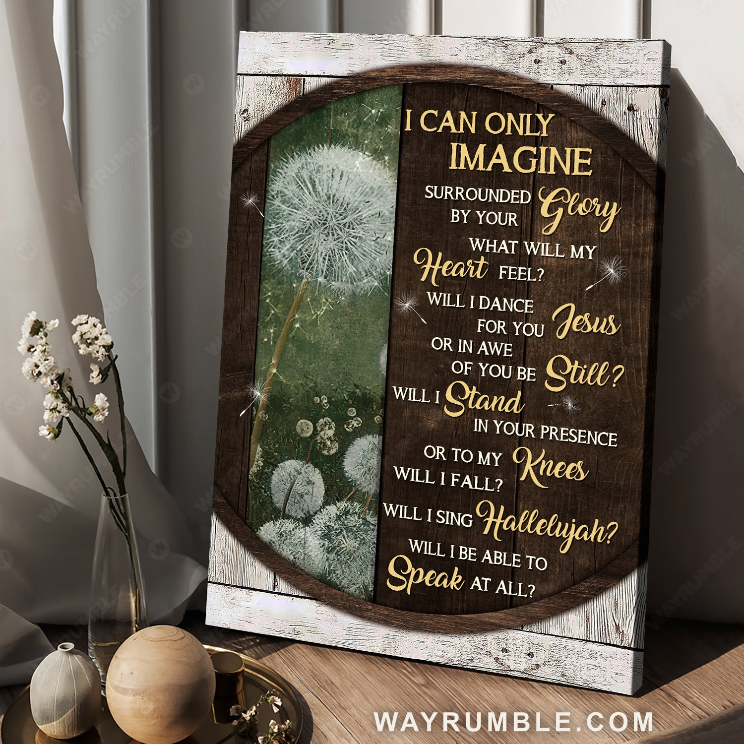 Circle frame, Pretty dandelion, I can only imagine - Jesus Portrait Canvas Prints, Home Decor Wall Art