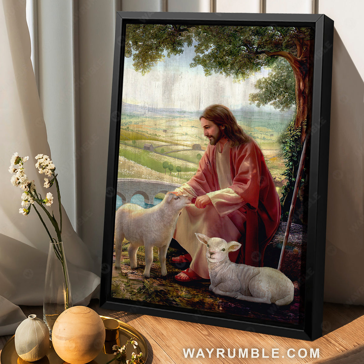 The real face of Jesus, Amazing lamb, Countryside art work - Jesus Portrait Canvas Prints, Christian Wall Art