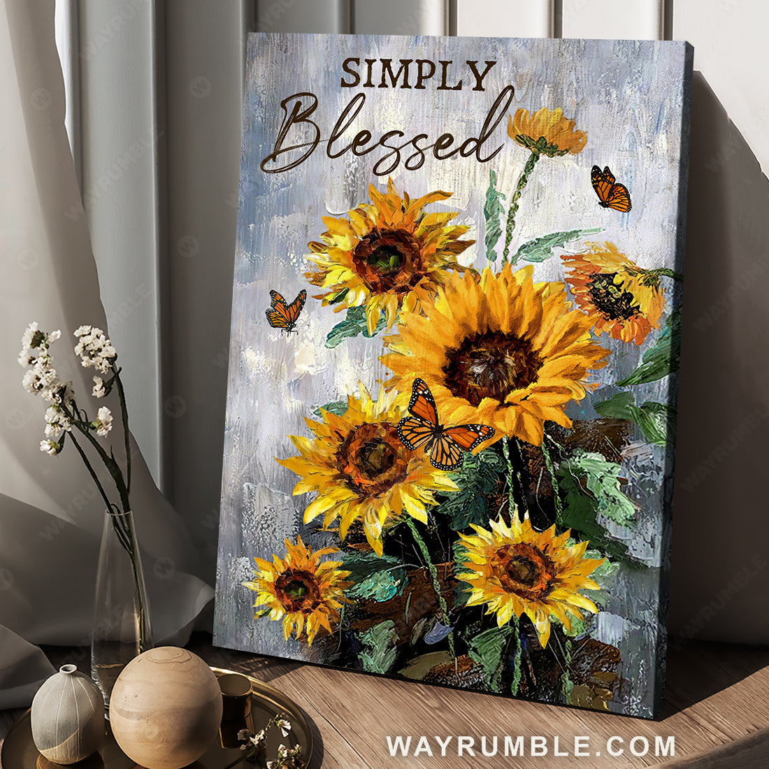 Sunflower painting, Watercolor flower, Butterfly drawing, Simply blessed - Jesus Portrait Canvas Prints, Christian Wall Art