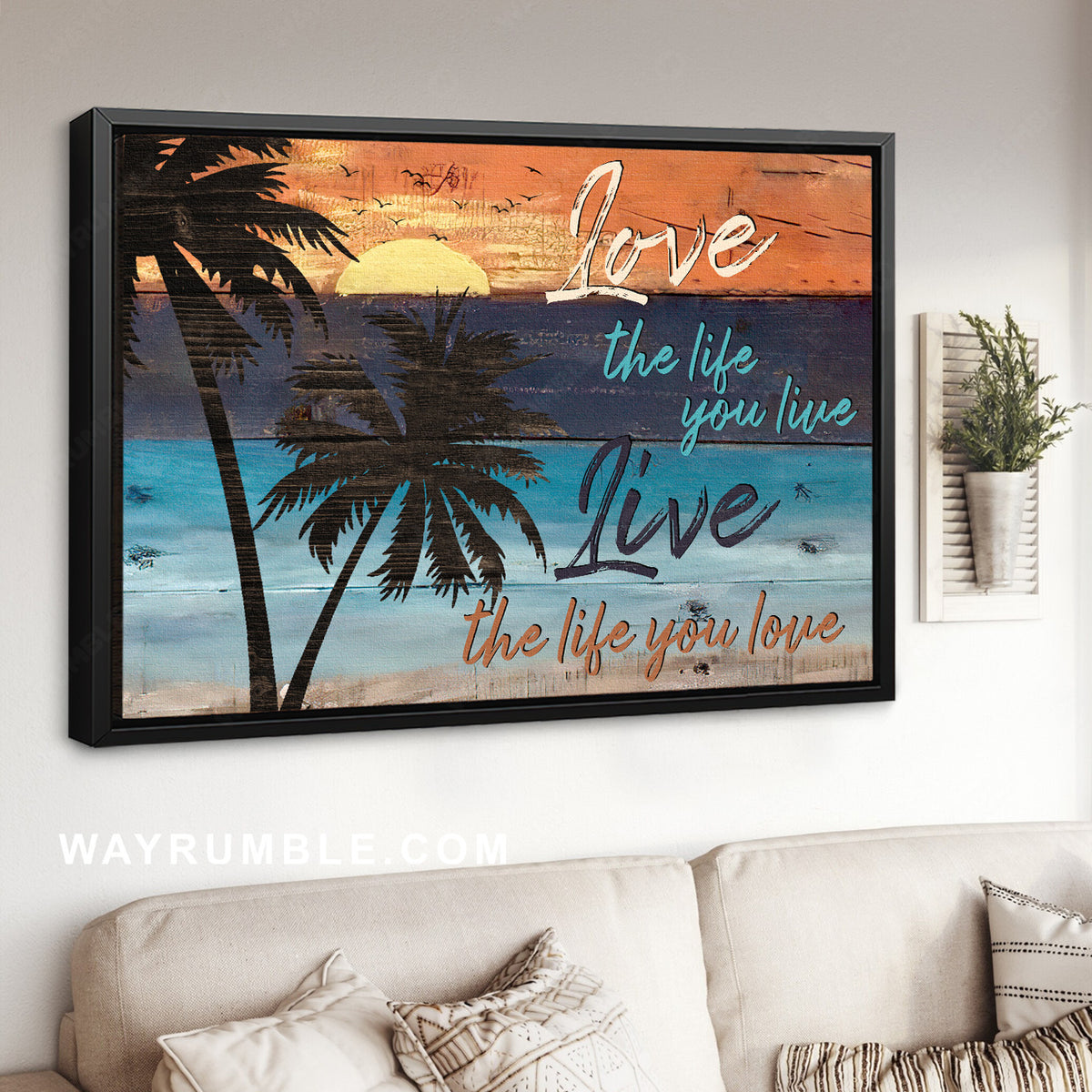 Stunning sunset, Watercolor coconut, Love the life you live - Jesus Landscape Canvas Prints, Christian Wall Art