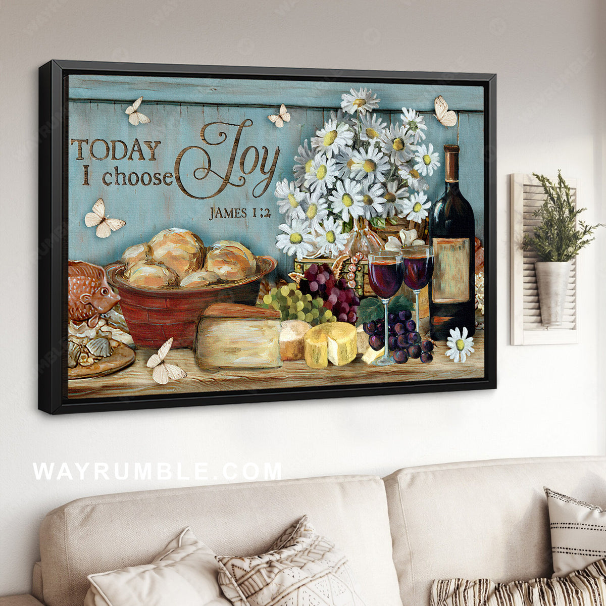 Dinner time, Party painting, Daisy vase, Today I choose joy - Jesus Landscape Canvas Prints, Home Decor Wall Art