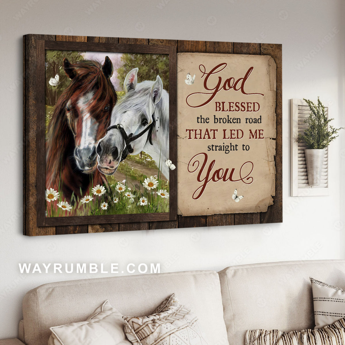 Happy horses, Daisy garden, Pretty forest, God blessed the broken road - Jesus Landscape Canvas Prints, Christian Wall Art