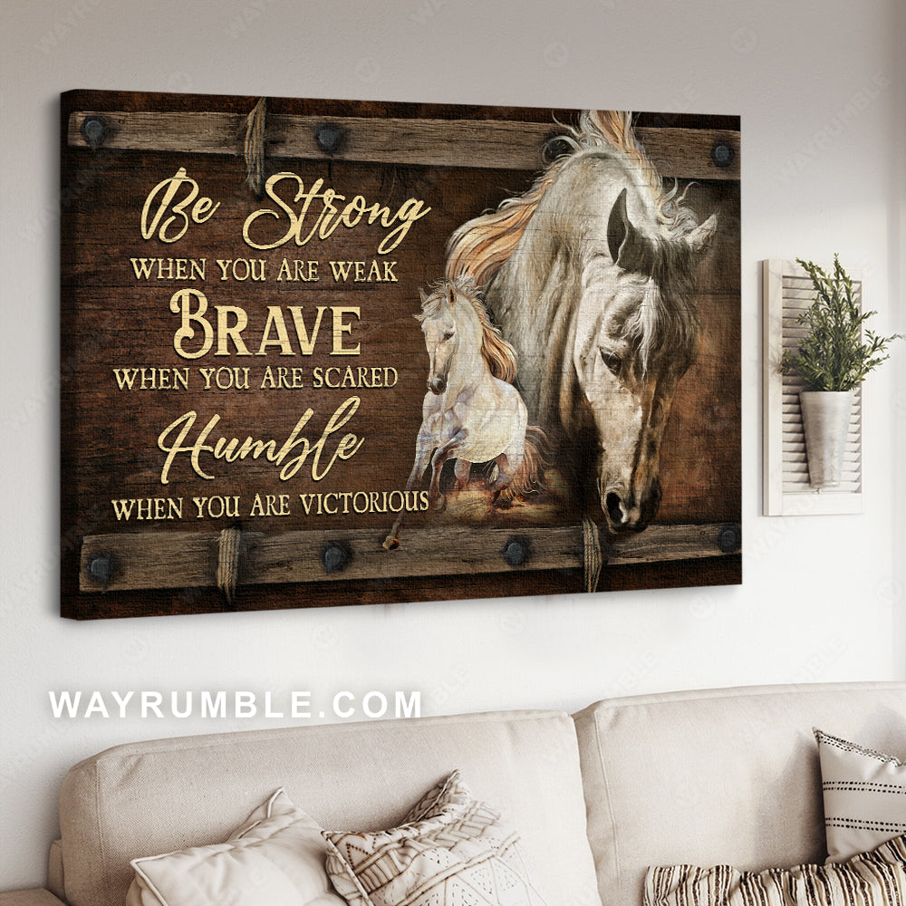 White horse painting, Running horse, Be strong when you are weak - Jesus Landscape Canvas Prints, Christian Wall Art