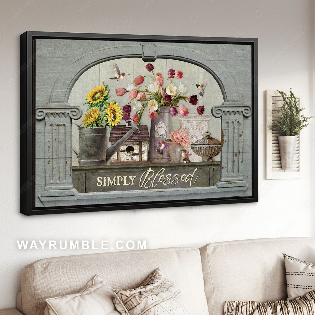 Beautiful tulip, Sunflower painting, Colorful hummingbird, Simply blessed - Jesus Landscape Canvas Prints, Christian Wall Art