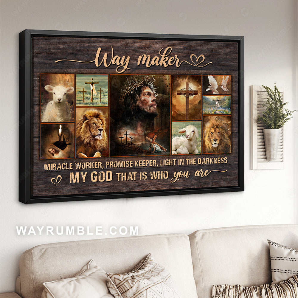 The real face of Jesus, Jesus symbol, Lion drawing, Way maker miracle worker - Jesus Landscape Canvas Prints, Christian Wall Art