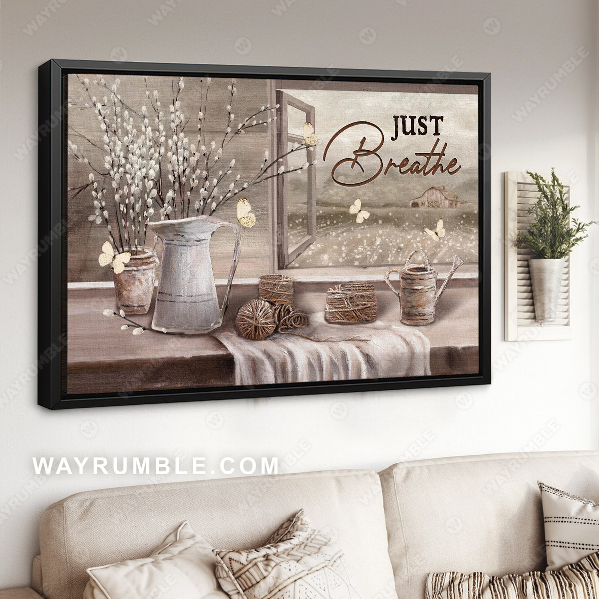 Baby flower, Rope drawing, Vintage painting, Just breathe - Jesus Landscape Canvas Prints, Christian Wall Art