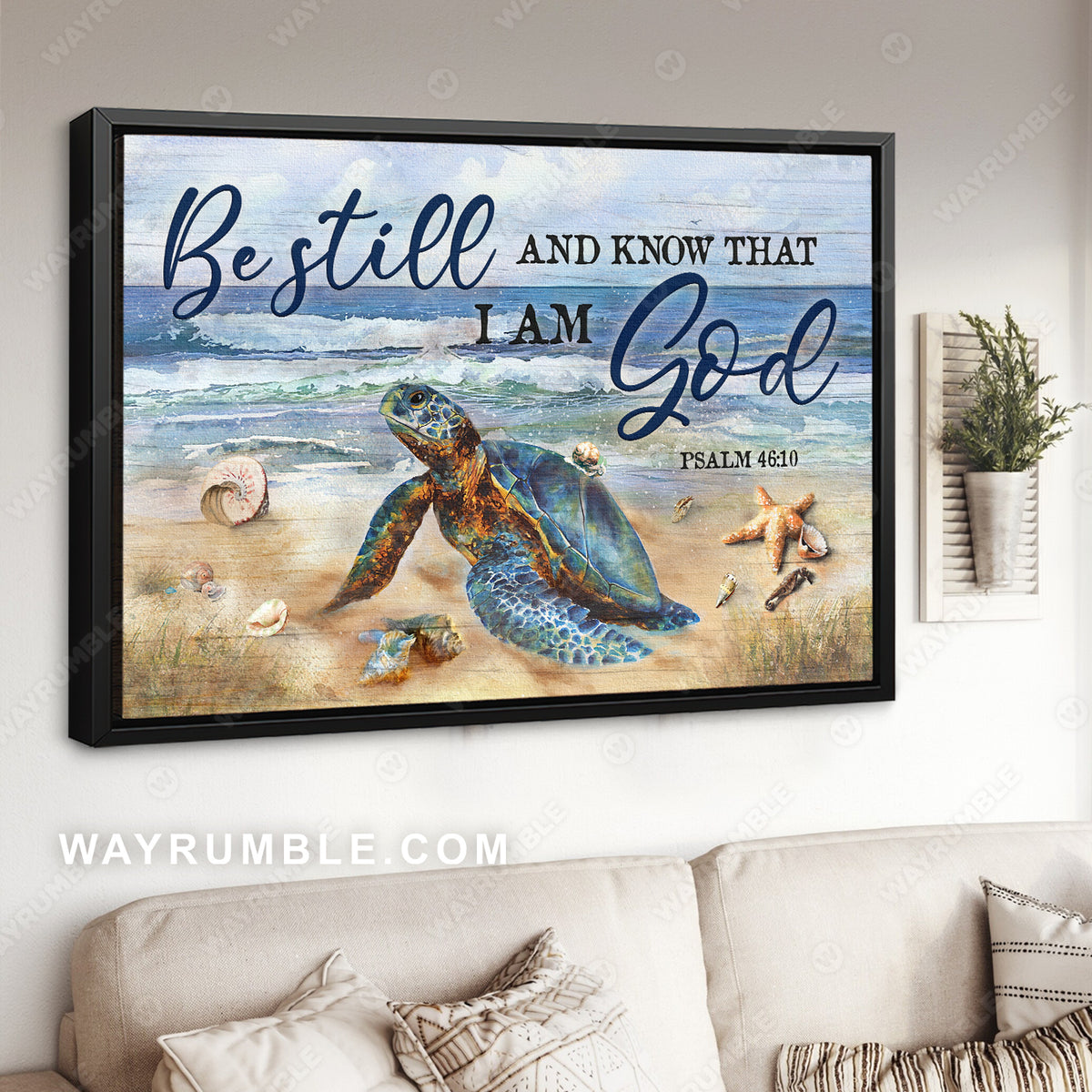 Beautiful turtle, Blue ocean painting, Starfish, Be still and know that I am God - Jesus Landscape Canvas Prints, Christian Wall Art