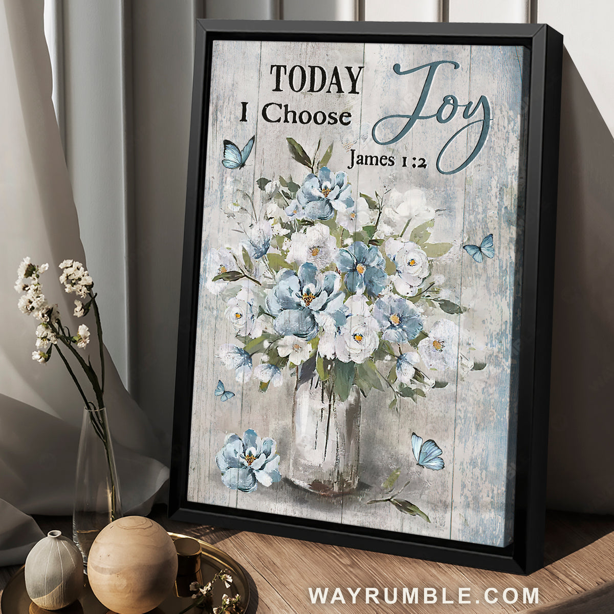 Light blue flower, Jasmine drawing, Pretty butterfly, Today I choose joy - Jesus Portrait Canvas Prints, Christian Wall Art