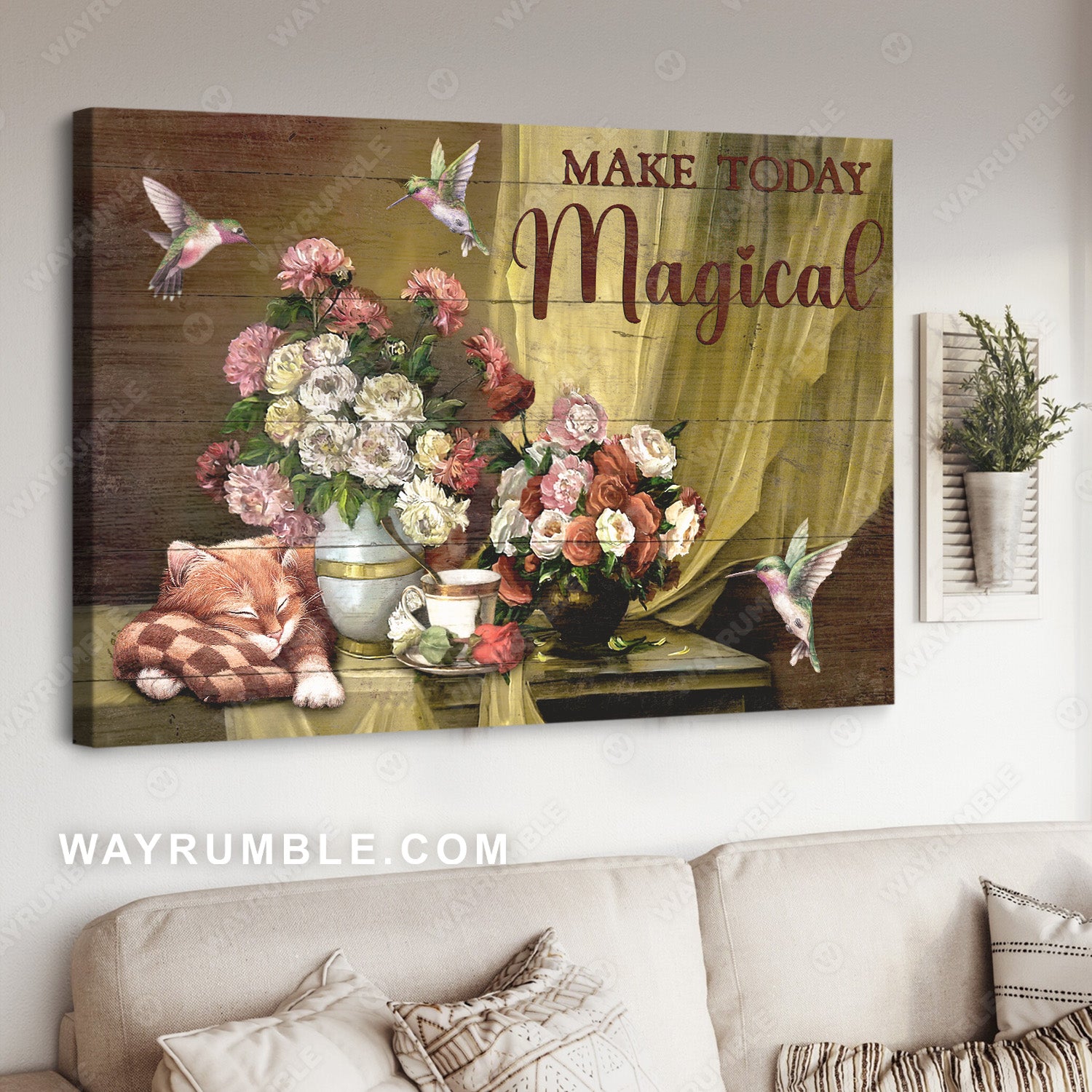 Pastel rose, Sleeping cat, Watercolor hummingbird, Make today magical - Jesus Landscape Canvas Prints, Christian Wall Art