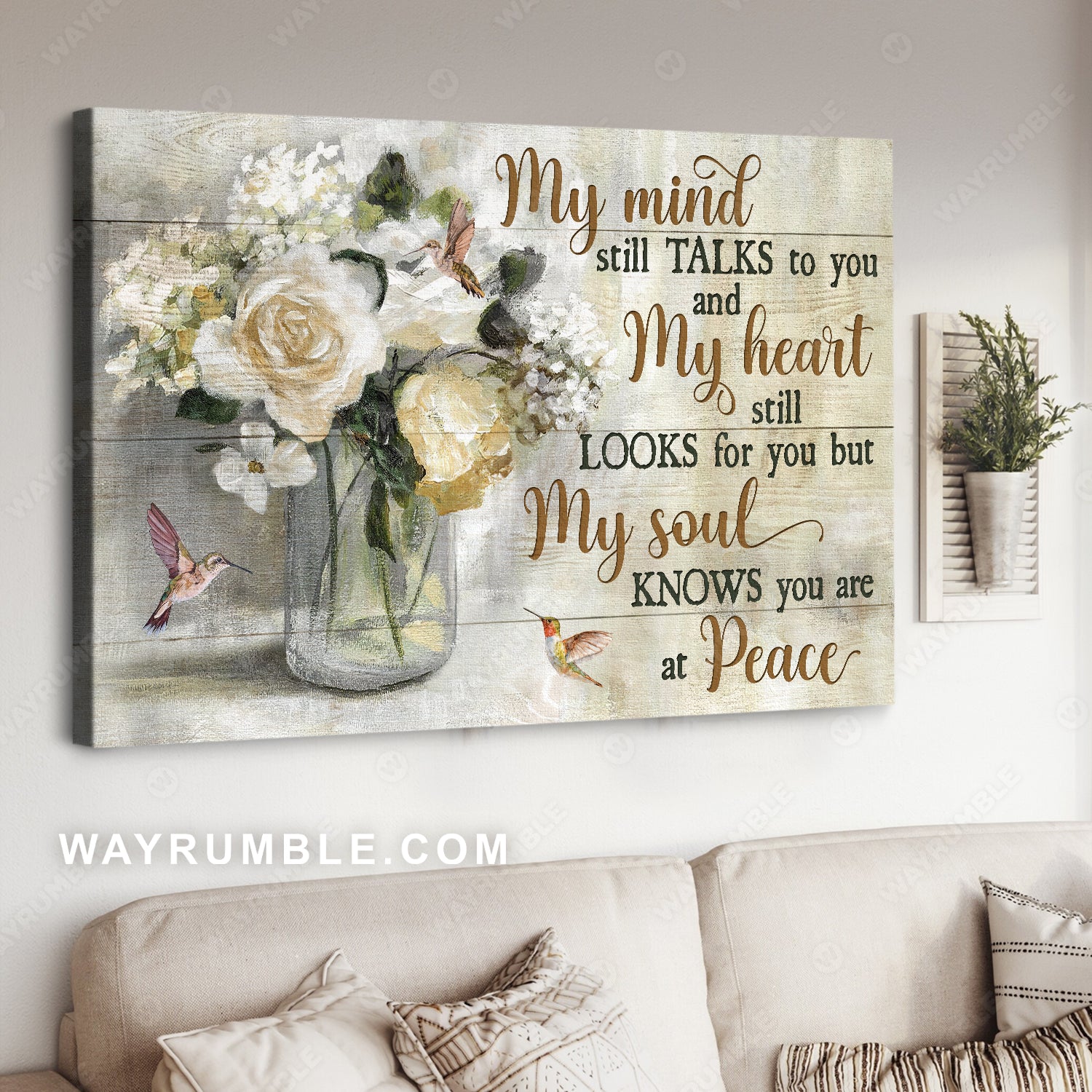 Watercolor rose, Unique hummingbird, My mind still talks to you - Jesus Landscape Canvas Prints, Home Decor Wall Art