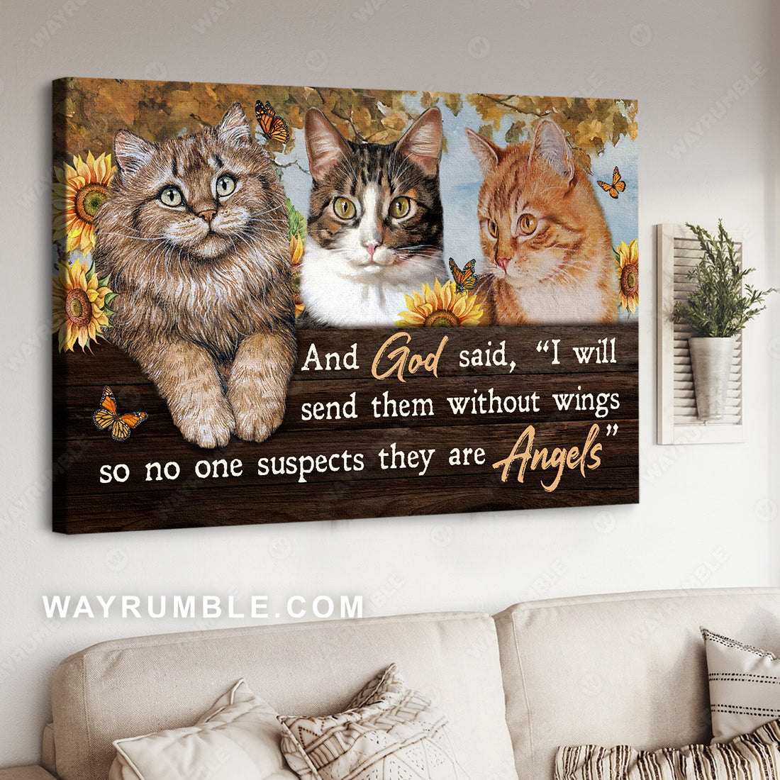Pretty cat painting, Autumn forest, Sunflower, I will send them without wings - Jesus Landscape Canvas Prints, Christian Wall Art