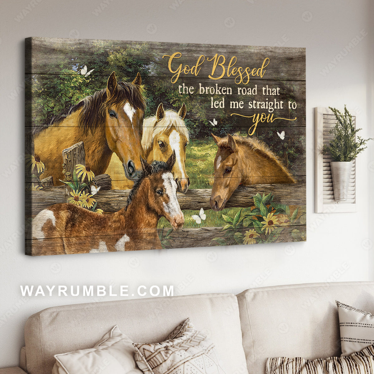 Unique horses, Beautiful forest, Yellow daisy, God blessed the broken road - Jesus Landscape Canvas Prints, Home Decor Wall Art