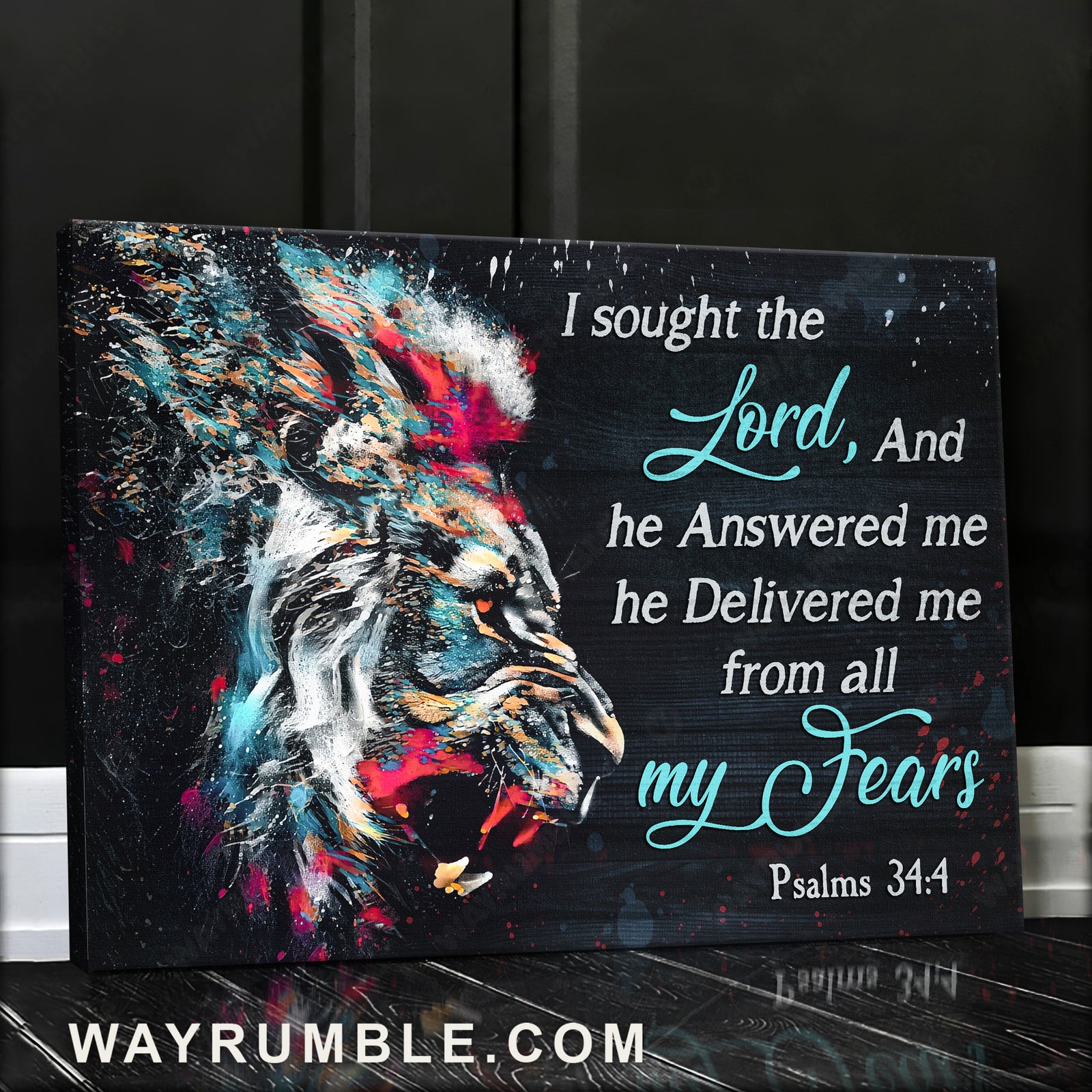 Colorful artwork, Angry lion, Lion of Judah, I sought the Lord - Jesus Landscape Canvas Prints, Home Decor Wall Art
