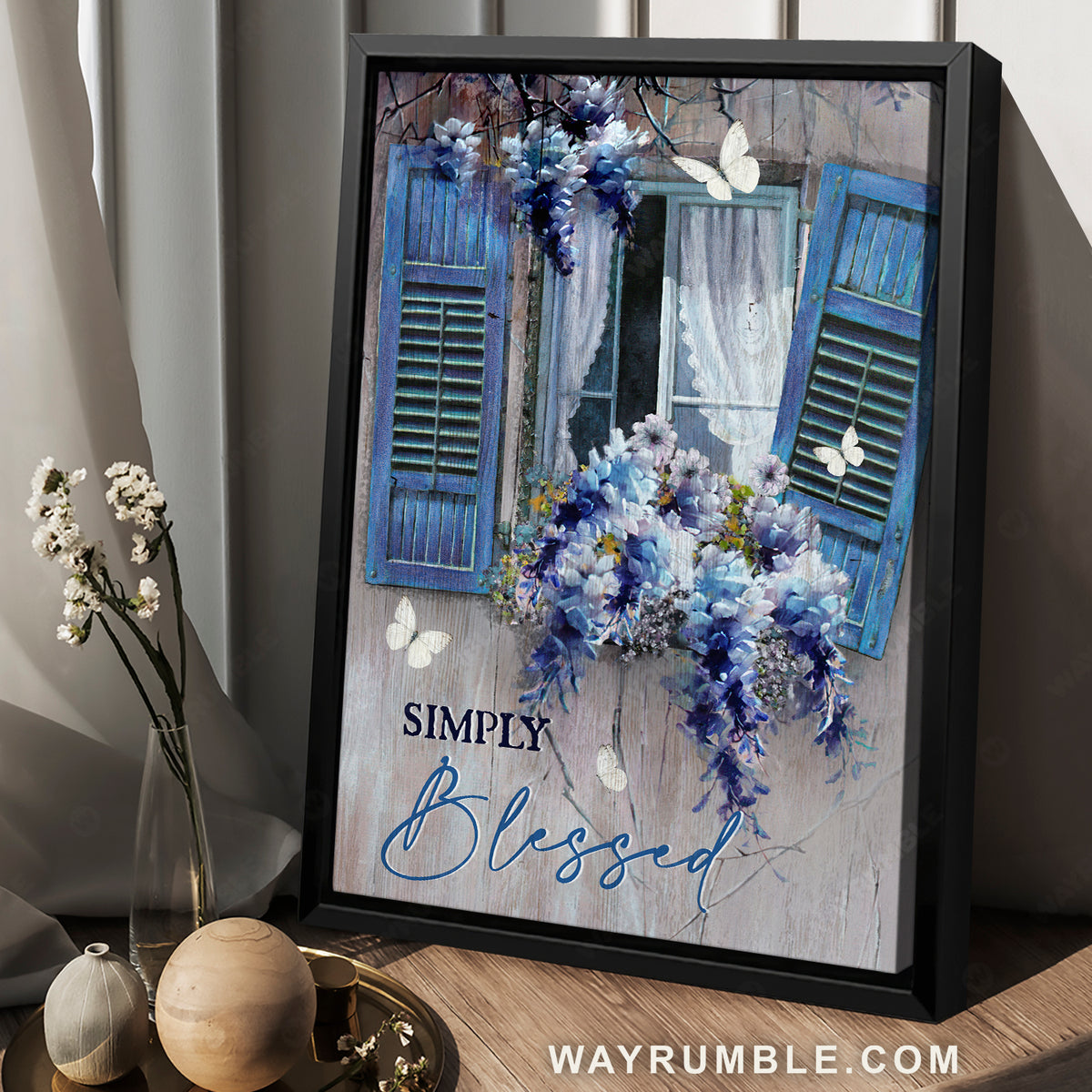 Chinese Wisteria, Blue window, Autumn garden, Simply blessed - Jesus Portrait Canvas Prints, Christian Wall Art