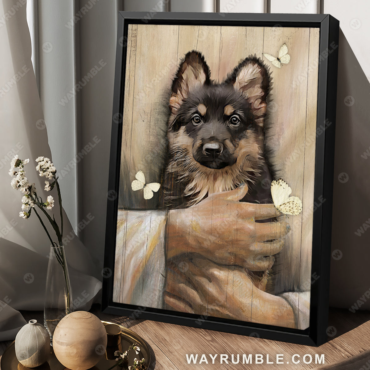 Little German shepherd, The life of Jesus, Yellow butterfly - Jesus Portrait Canvas Prints, Christian Wall Art