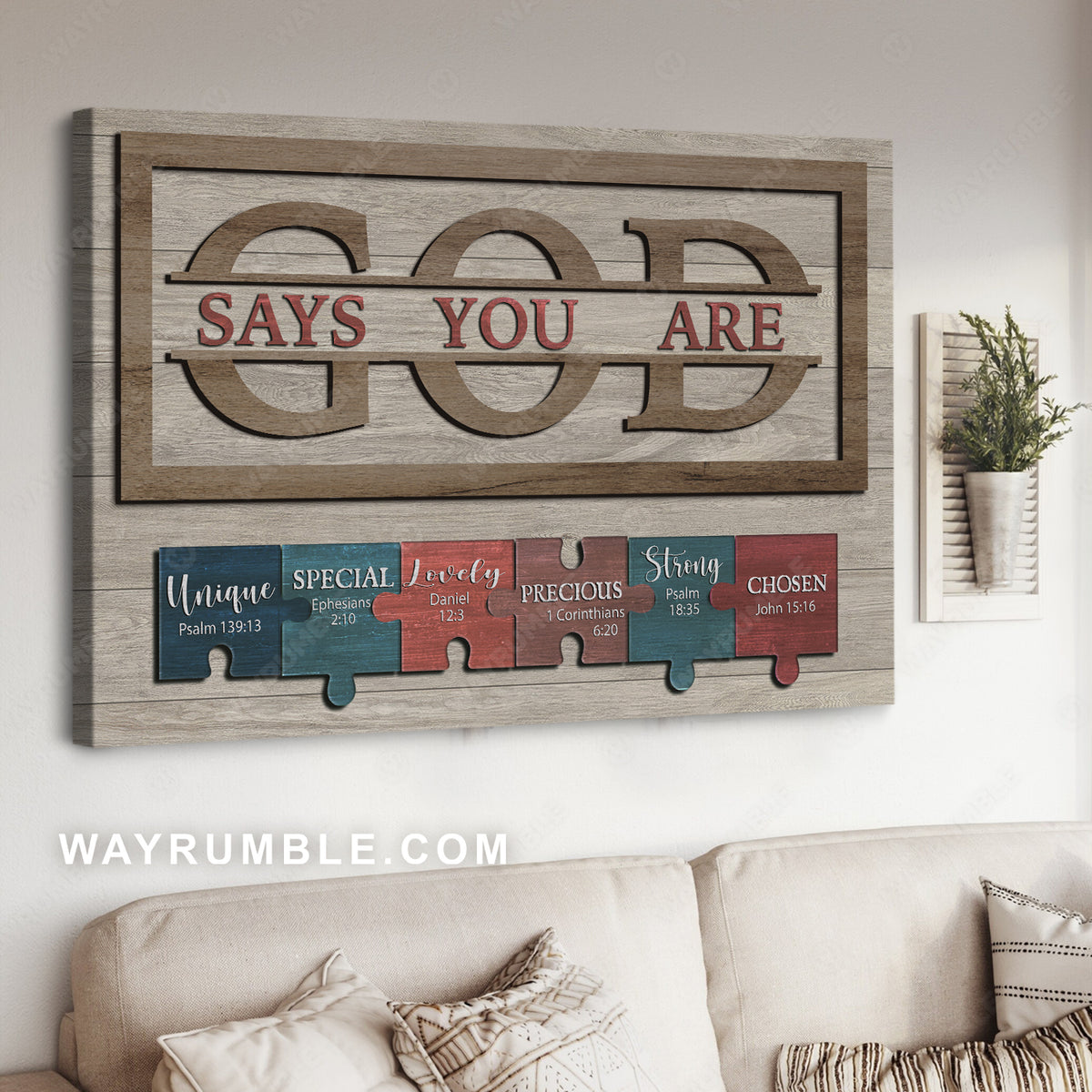 Colorful puzzle, Jesus painting, God says you are unique - Jesus Landscape Canvas Prints, Christian Wall Art