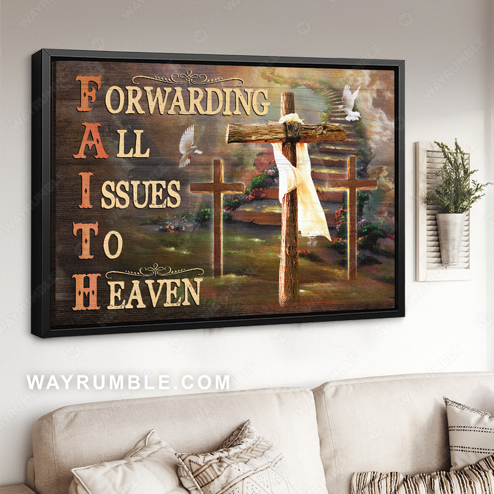 Cross symbol, The way to heaven, Forwarding all issues to heaven - Jesus Landscape Canvas Prints, Christian Wall Art