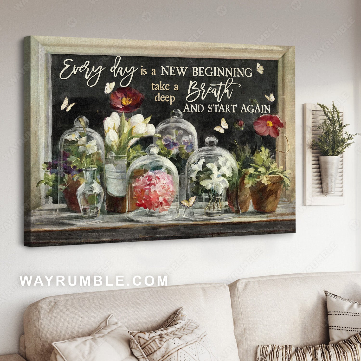 Vintage flower, White tulip, Pretty drawing, Every day is a new beginning - Jesus Landscape Canvas Prints, Home Decor Wall Art