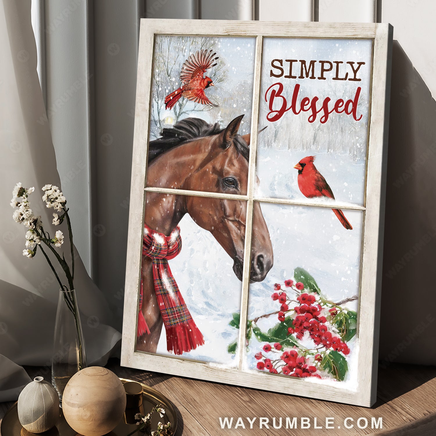 Unique horse, Christmas vibe, Lucky cardinal, Frozen cranberry, Simply blessed - Jesus Portrait Canvas Prints, Home Decor Wall Art
