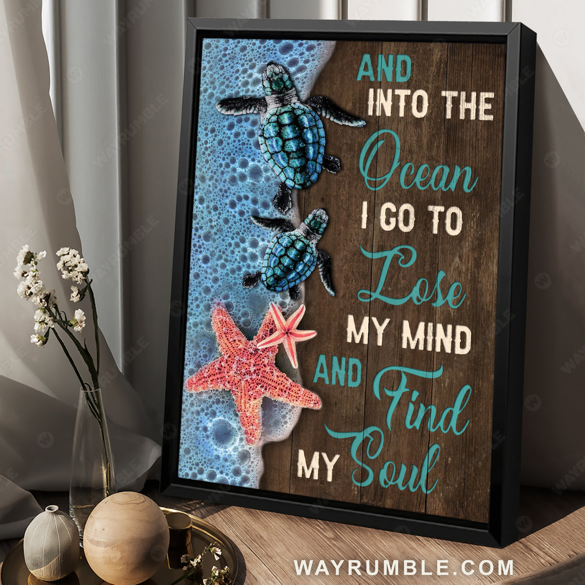 Little sea turtle, Red starfish, Ocean painting, I go to lose my mind - Jesus Portrait Canvas Prints, Christian Wall Art